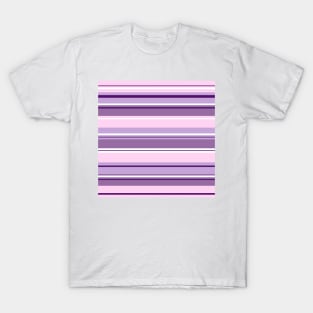 Mixed Stripes Pattern Pinks Purples White T-Shirt